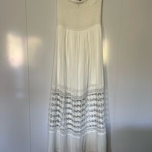 Justify White Lace Strapless Maxi Dress